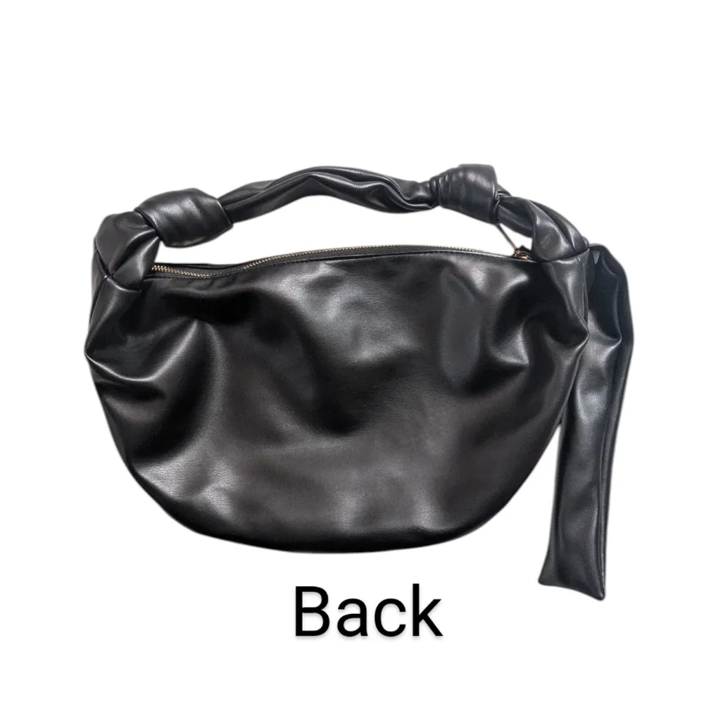 Express Black Faux Leather Crescent Hobo Bag